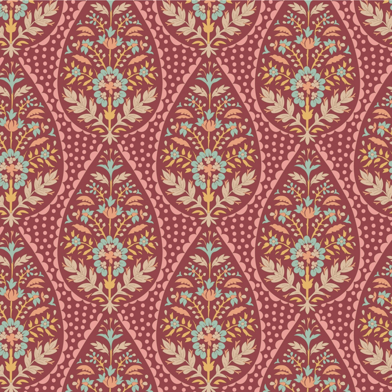 Tilda Patchwork Stoff Baumwolle - Sanctuary - Adina Maroon